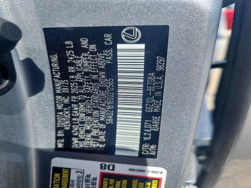 55905216 :رقم المزاد ، 58ADZ1B16SU212565 vin ، 2025 Lexus Es 350 مزاد بيع
