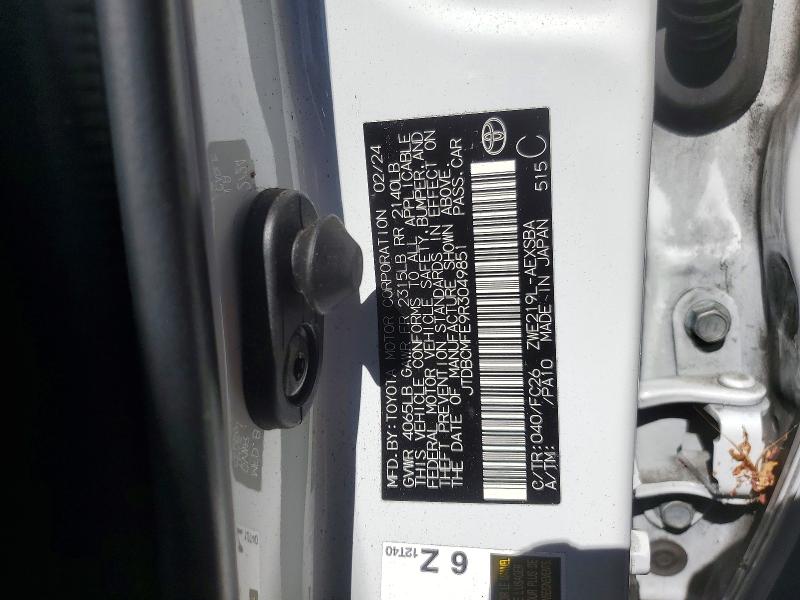 56791746 :رقم المزاد ، JTDBCMFE9R3049851 vin ، 2024 Toyota Corolla Hybrid مزاد بيع
