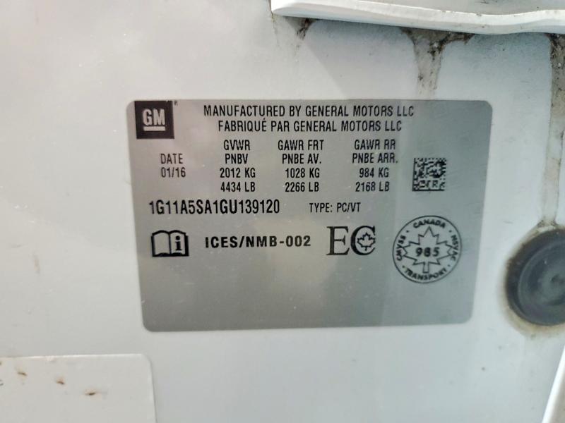 Продаж на аукціоні авто 2016 Chevrolet Malibu Limited, vin: 1G11A5SA1GU139120, номер лоту: 55380116