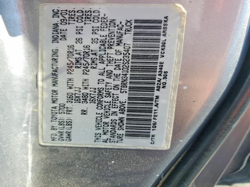 Продаж на аукціоні авто 2002 Toyota Tundra, vin: 5TBRN34102S235407, номер лоту: 56331836