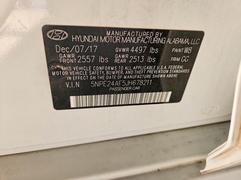 59319936 :رقم المزاد ، 5NPE24AF5JH678211 vin ، 2018 Hyundai Sonata مزاد بيع