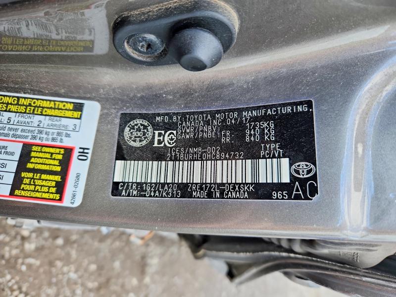 55550696 :رقم المزاد ، 2T1BURHE0HC894732 vin ، 2017 Toyota Corolla مزاد بيع
