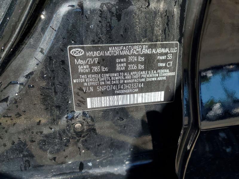 57951976 :رقم المزاد ، 5NPD74LF4JH233744 vin ، 2018 Hyundai Elantra مزاد بيع