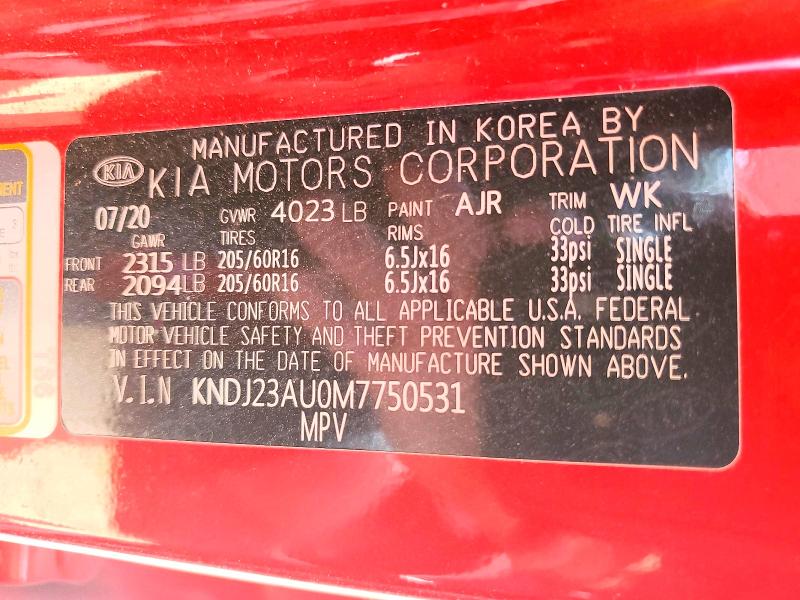 2021 Kia Soul მანქანა იყიდება აუქციონზე, vin: KNDJ23AU0M7750531, აუქციონის ნომერი: 59355686