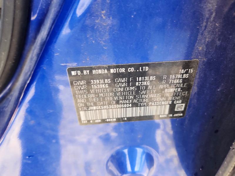 2016 Honda Fit მანქანა იყიდება აუქციონზე, vin: JHMGK5H53GX005604, აუქციონის ნომერი: 55994126
