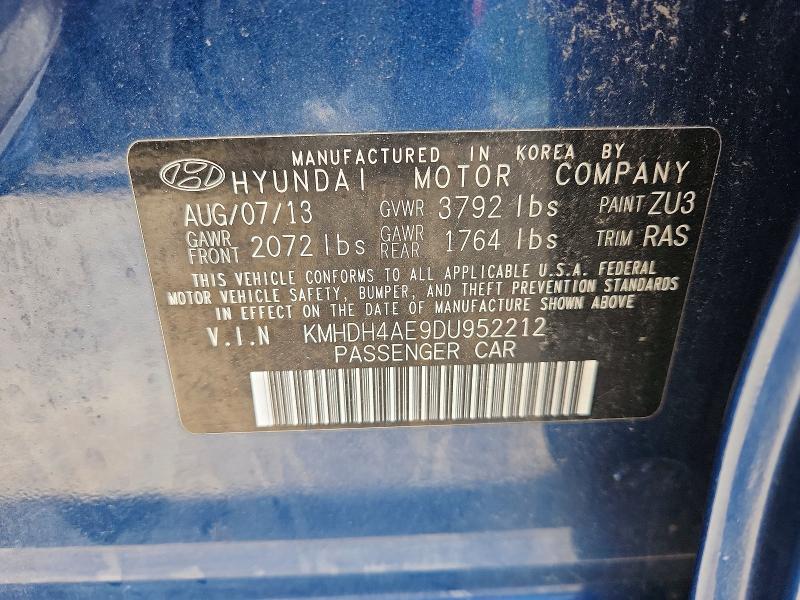 Продаж на аукціоні авто 2013 Hyundai Elantra, vin: KMHDH4AE9DU952212, номер лоту: 56068266