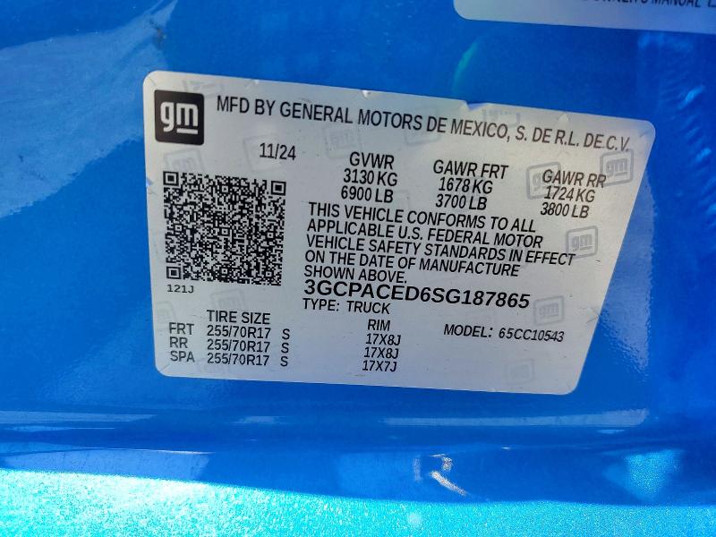 2025 Chevrolet Silverado მანქანა იყიდება აუქციონზე, vin: 3GCPACED6SG187865, აუქციონის ნომერი: 57581366