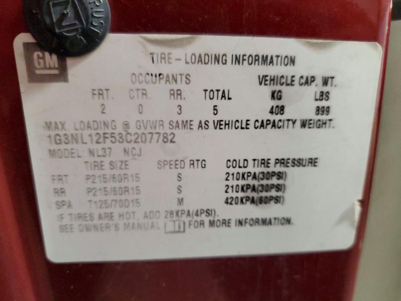 58548386 :رقم المزاد ، 1G3NL12F53C207782 vin ، 2003 Oldsmobile Alero مزاد بيع