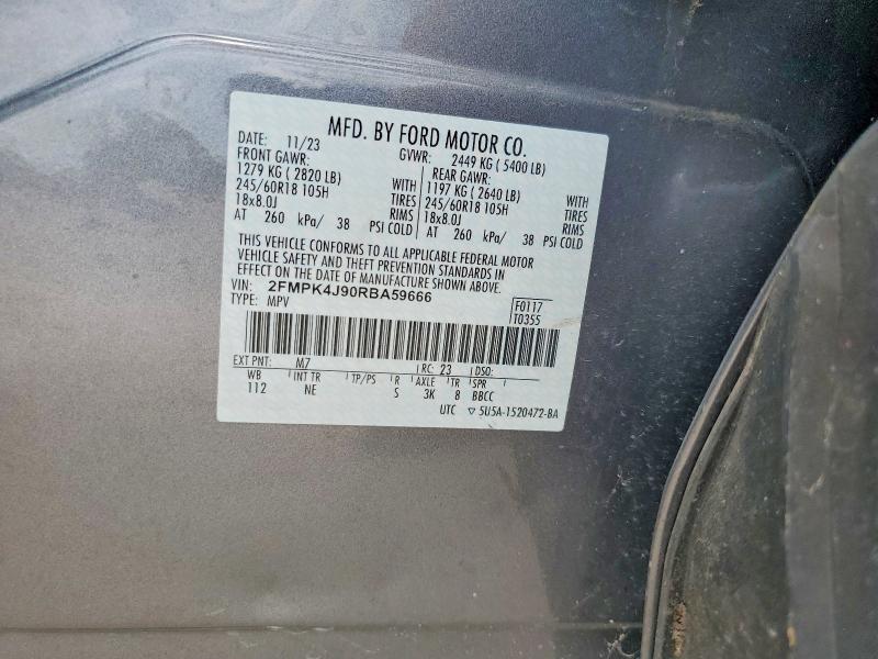 55474576 :رقم المزاد ، 2FMPK4J90RBA59666 vin ، 2024 Ford Edge مزاد بيع