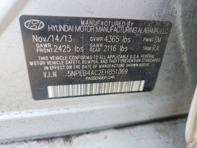 Aukcja sprzedaży 2014 Hyundai Sonata, vin: 5NPEB4AC2EH851369, numer aukcji: 55792256