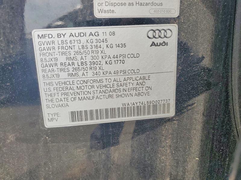 56683656 :رقم المزاد ، WA1AY74L59D027737 vin ، 2009 Audi Q7 مزاد بيع