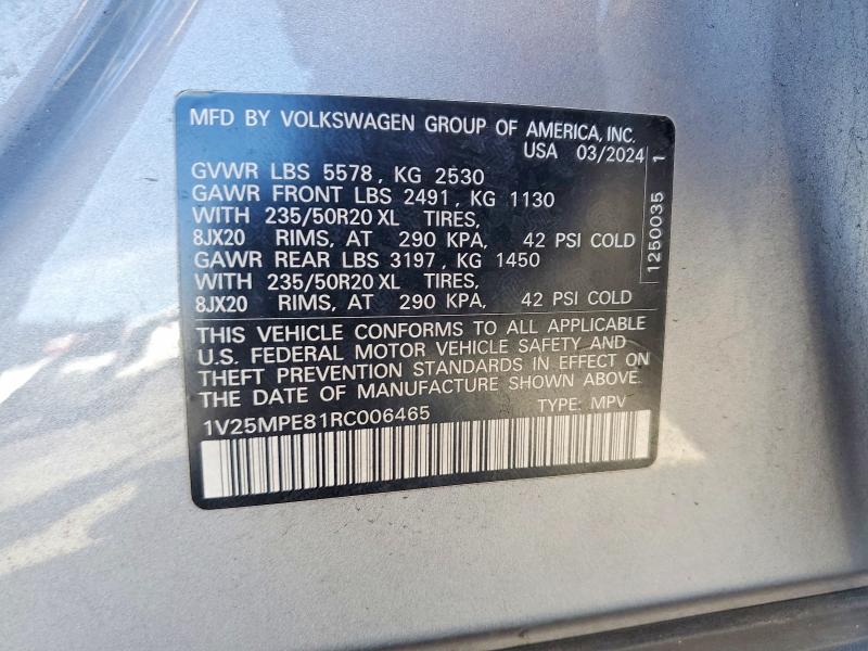 Продажа на аукционе авто 2024 Volkswagen Id.4, vin: 1V25MPE81RC006465, номер лота: 56071626