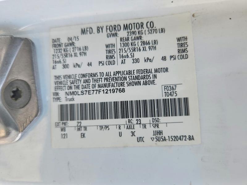2015 Ford Transit Connect მანქანა იყიდება აუქციონზე, vin: NM0LS7E77F1219768, აუქციონის ნომერი: 53782916