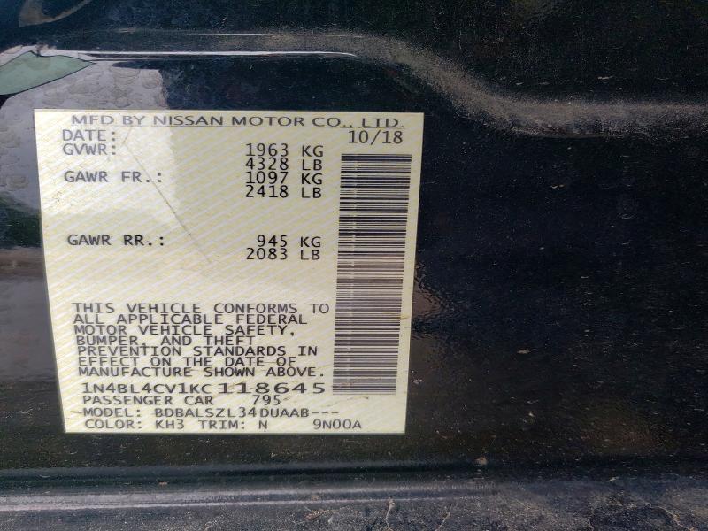 Продаж на аукціоні авто 2019 Nissan Altima, vin: 1N4BL4CV1KC118645, номер лоту: 56953366