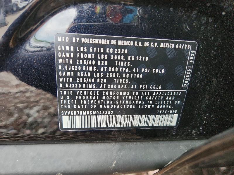 Aukcja sprzedaży 2025 Volkswagen Tiguan, vin: 3VVGR7RM8SM043392, numer aukcji: 58952076