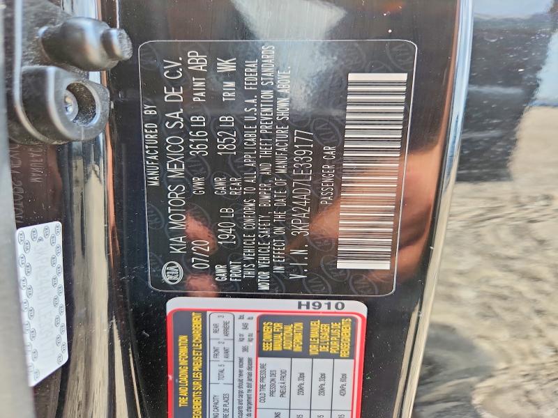 2020 Kia Rio მანქანა იყიდება აუქციონზე, vin: 3KPA24AD7LE339177, აუქციონის ნომერი: 56804046