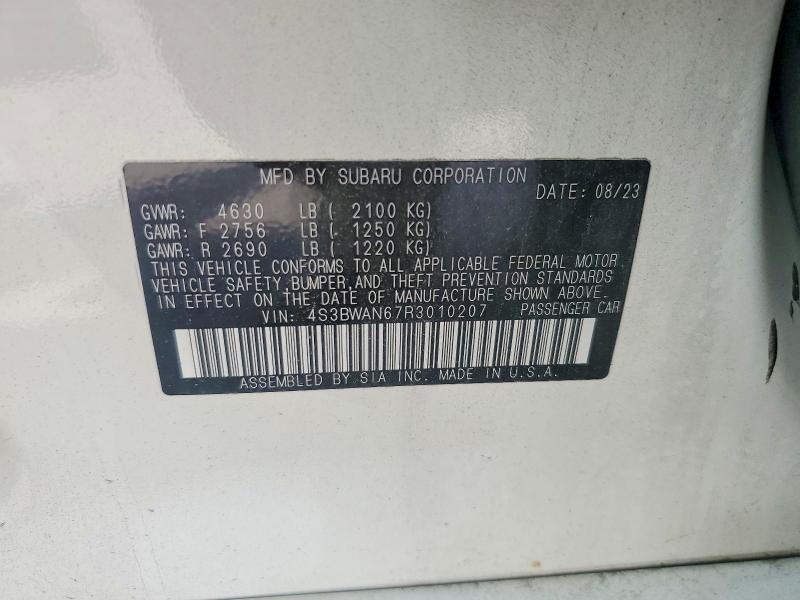 2024 Subaru Legacy მანქანა იყიდება აუქციონზე, vin: 4S3BWAN67R3010207, აუქციონის ნომერი: 56745406