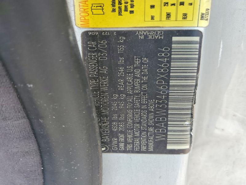 Продажа на аукционе авто 2006 Bmw 325, vin: WBABW33466PX86486, номер лота: 56668846