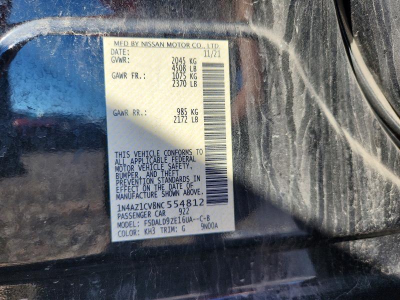 Продаж на аукціоні авто 2022 Nissan Leaf, vin: 1N4AZ1CV8NC554812, номер лоту: 58502096