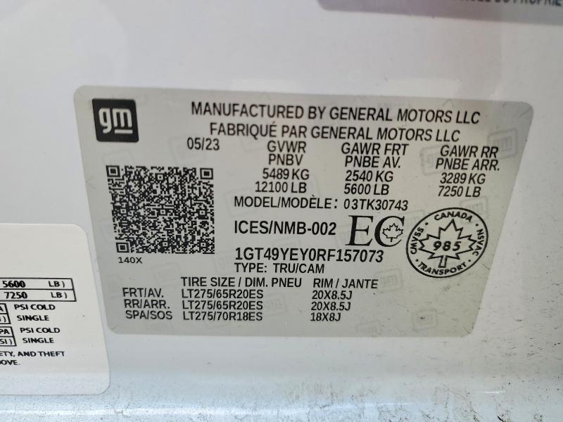 57208426 :رقم المزاد ، 1GT49YEY0RF157073 vin ، 2024 Gmc Sierra مزاد بيع