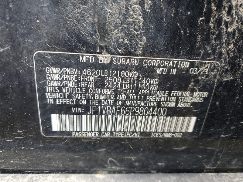 Продажа на аукционе авто 2023 Subaru Wrx, vin: JF1VBAF66P9804400, номер лота: 57294256
