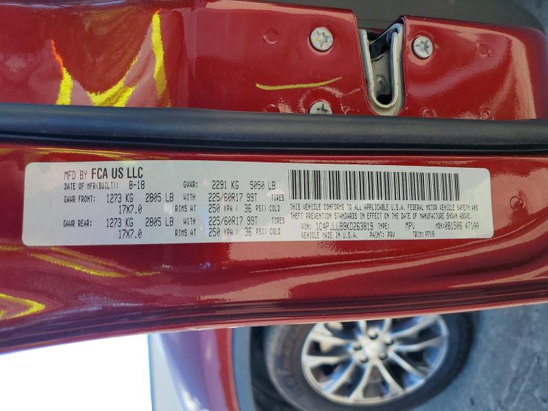Aukcja sprzedaży 2019 Jeep Cherokee, vin: 1C4PJLLB9KD263819, numer aukcji: 56104116