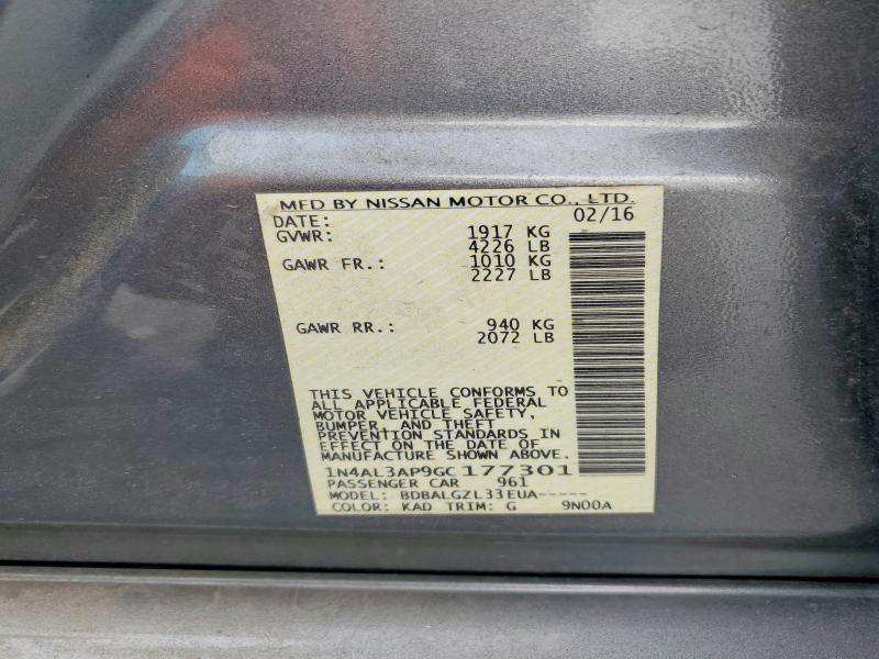 Продажа на аукционе авто 2016 Nissan Altima, vin: 1N4AL3AP9GC177301, номер лота: 57607946