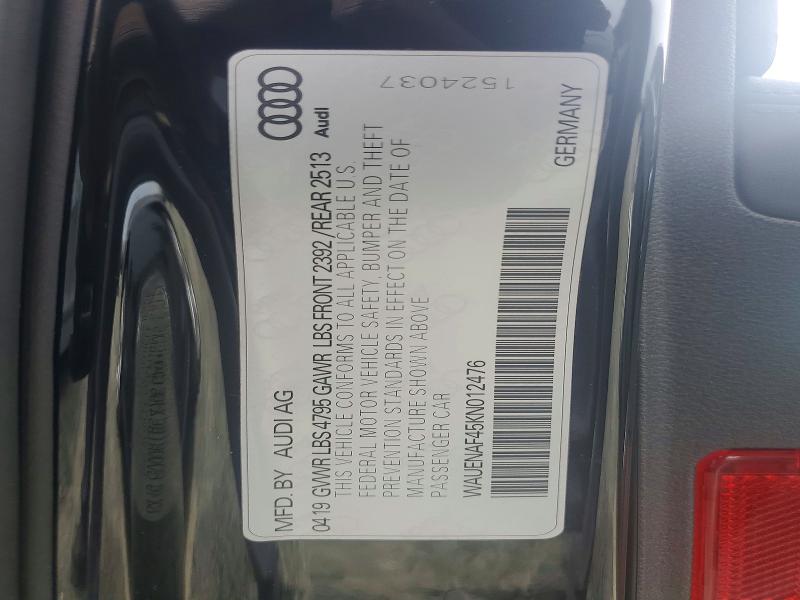 Aukcja sprzedaży 2019 Audi A4, vin: WAUENAF45KN012476, numer aukcji: 56138026