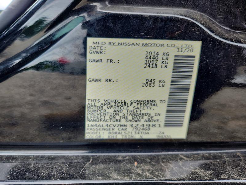 2021 Nissan Altima მანქანა იყიდება აუქციონზე, vin: 1N4AL4CV2MN324981, აუქციონის ნომერი: 55911036