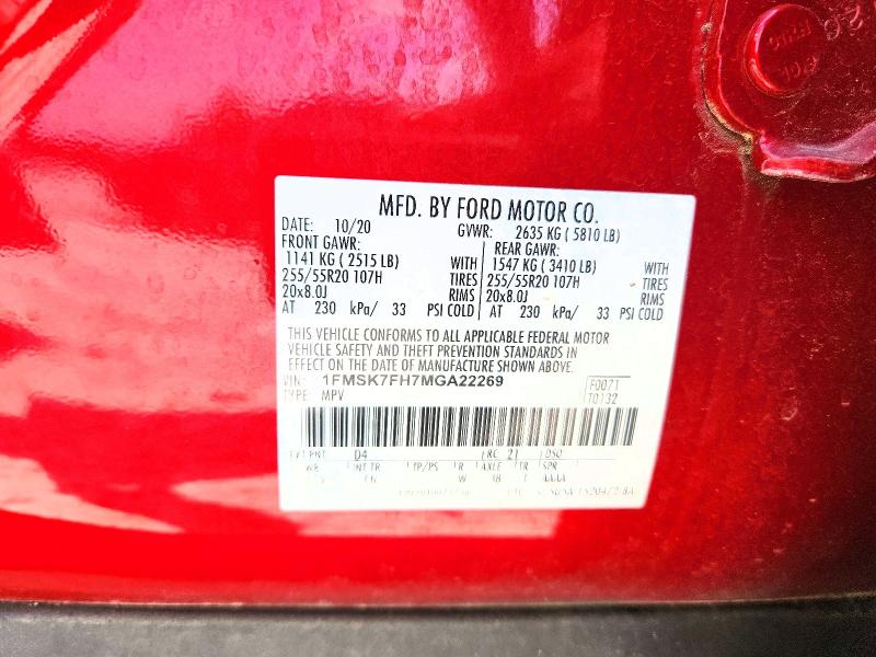 Продажа на аукционе авто 2021 Ford Explorer, vin: 1FMSK7FH7MGA22269, номер лота: 55614536