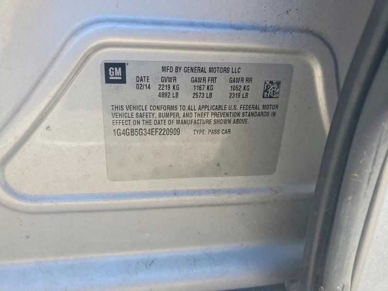 55154976 :رقم المزاد ، 1G4GB5G34EF220909 vin ، 2014 Buick Lacrosse مزاد بيع