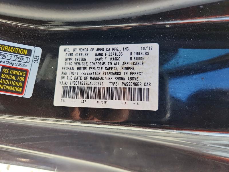 Продажа на аукционе авто 2013 Honda Accord, vin: 1HGCT1B32DA000973, номер лота: 56099636