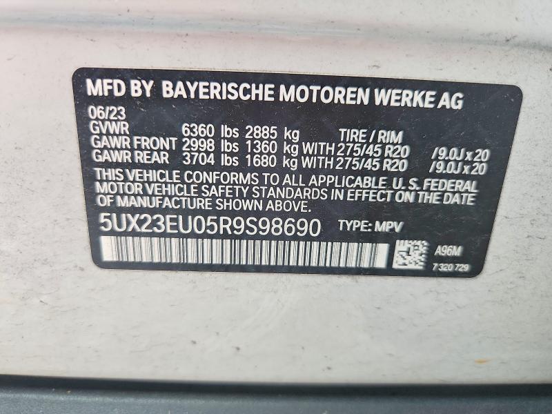 2024 Bmw X5 მანქანა იყიდება აუქციონზე, vin: 5UX23EU05R9S98690, აუქციონის ნომერი: 55100196
