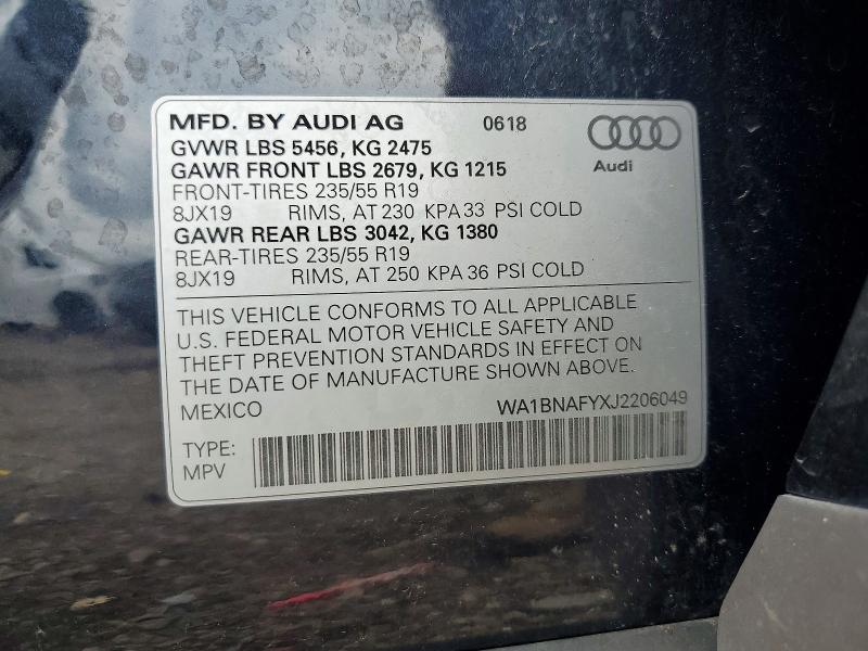 Продажа на аукционе авто 2018 Audi Q5, vin: WA1BNAFYXJ2206049, номер лота: 56617186