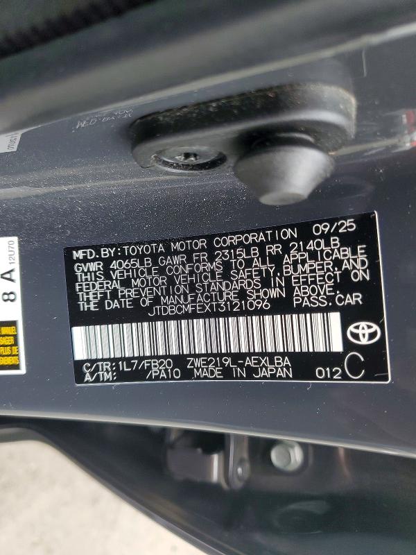 56691796 :رقم المزاد ، JTDBCMFEXT3121096 vin ، 2026 Toyota Corolla Hybrid مزاد بيع