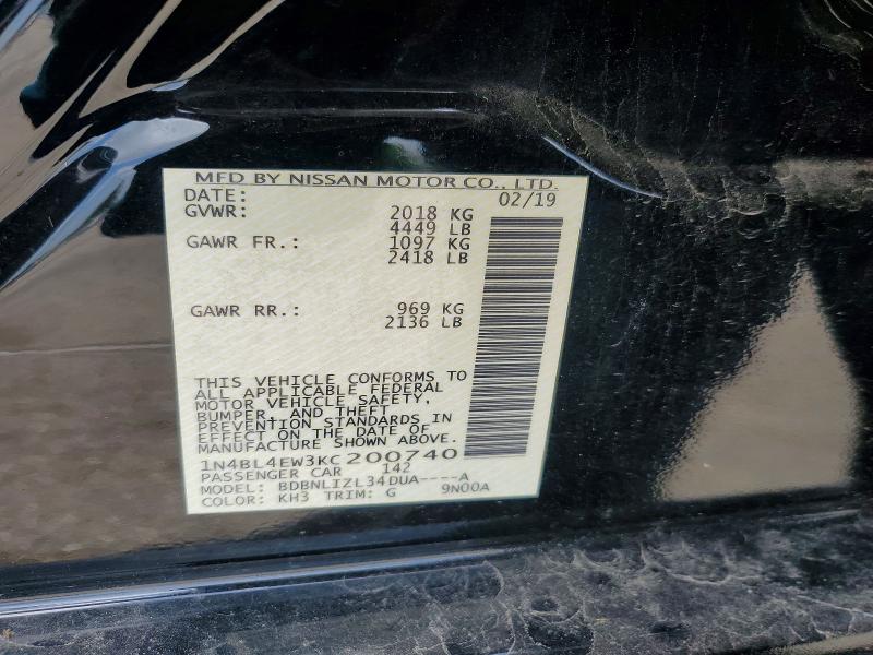 59087716 :رقم المزاد ، 1N4BL4EW3KC200740 vin ، 2019 Nissan Altima مزاد بيع