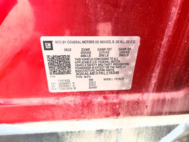 Aukcja sprzedaży 2019 Gmc Terrain, vin: 3GKALMEV7KL176349, numer aukcji: 58487656