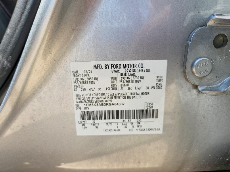 Aukcja sprzedaży 2024 Ford Explorer, vin: 1FM5K8AB3RGA64337, numer aukcji: 57579676