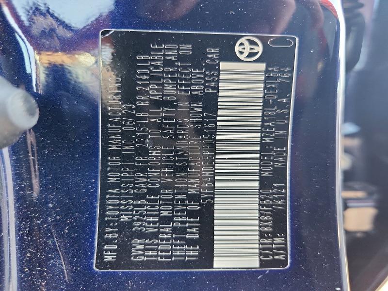 2023 Toyota Corolla მანქანა იყიდება აუქციონზე, vin: 5YFB4MDE5PP051617, აუქციონის ნომერი: 56683196