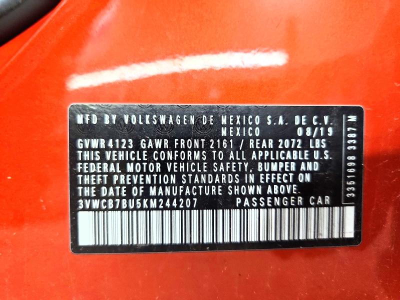 Продаж на аукціоні авто 2019 Volkswagen Jetta, vin: 3VWCB7BU5KM244207, номер лоту: 56643466