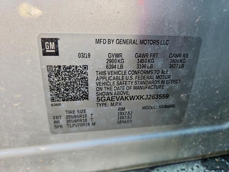 2019 Buick Enclave მანქანა იყიდება აუქციონზე, vin: 5GAEVAKWXKJ263559, აუქციონის ნომერი: 57627896
