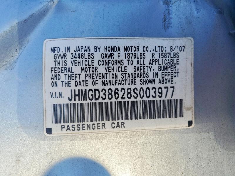 Aukcja sprzedaży 2008 Honda Fit, vin: JHMGD38628S003977, numer aukcji: 57326526