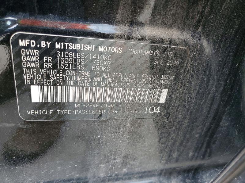Aukcja sprzedaży 2020 Mitsubishi Mirage, vin: ML32F4FJ1LHF13106, numer aukcji: 57262616