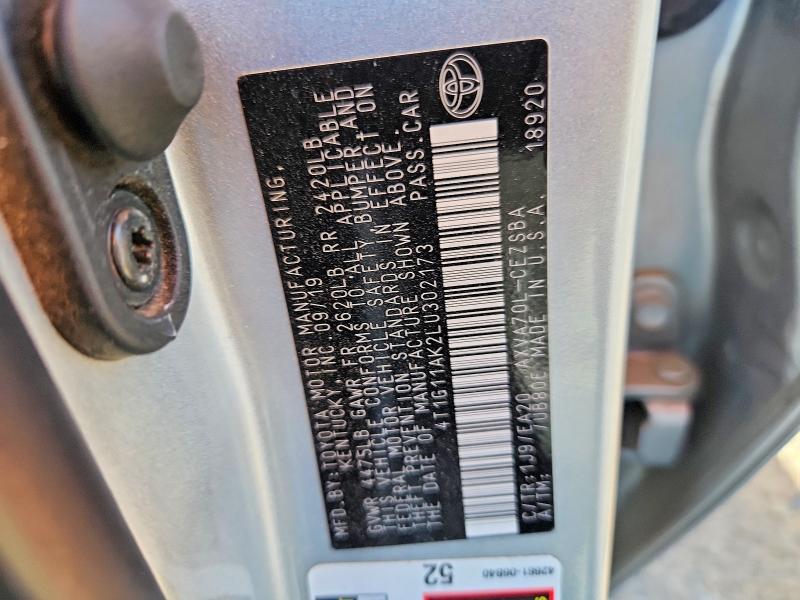 Продаж на аукціоні авто 2020 Toyota Camry, vin: 4T1G11AK2LU302173, номер лоту: 58103906