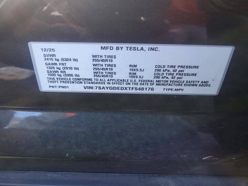 Aukcja sprzedaży 2026 Tesla Model Y, vin: 7SAYGDEDXTF548176, numer aukcji: 55613176