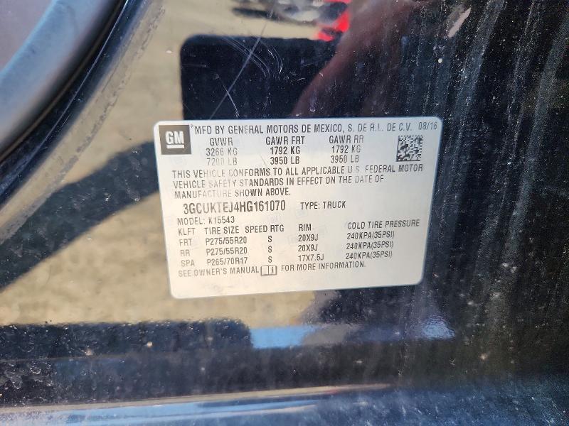 58998386 :رقم المزاد ، 3GCUKTEJ4HG161070 vin ، 2017 Chevrolet Silverado مزاد بيع