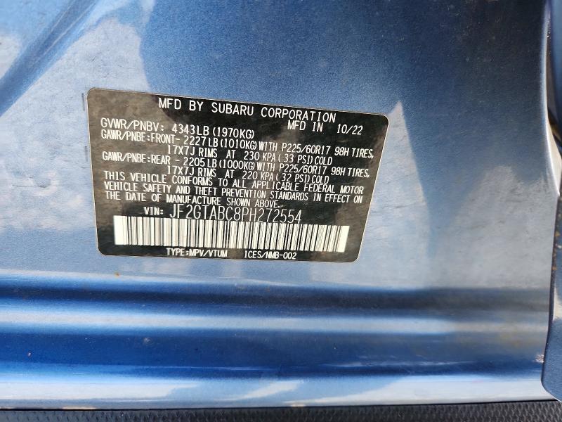 Продажа на аукционе авто 2023 Subaru Crosstrek, vin: JF2GTABC8PH272554, номер лота: 58064676