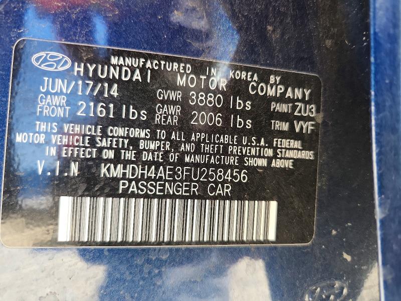 Aukcja sprzedaży 2015 Hyundai Elantra, vin: KMHDH4AE3FU258456, numer aukcji: 56850466