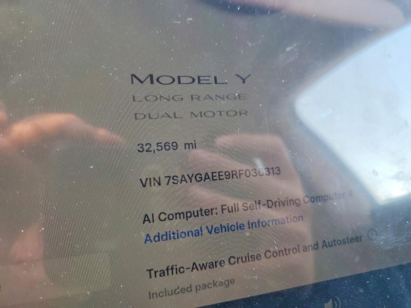 2024 Tesla Model Y მანქანა იყიდება აუქციონზე, vin: 7SAYGAEE9RF036313, აუქციონის ნომერი: 56361626