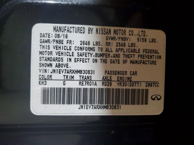 Aukcja sprzedaży 2017 Infiniti Q50, vin: JN1EV7ARXHM830831, numer aukcji: 56059306